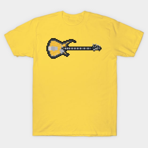 Pixel Funky Bass Guitar T-Shirt by gkillerb